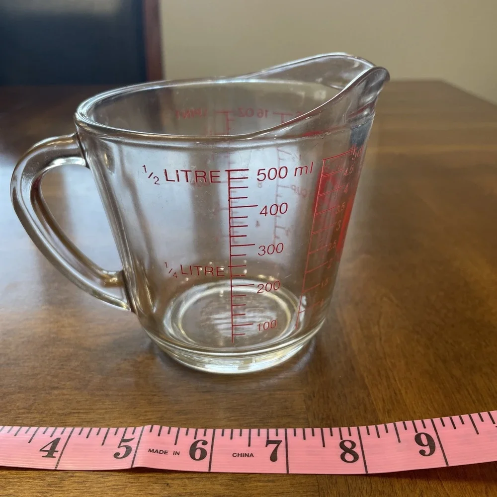 Vintage‎ Anchor Hocking Oven Originals 2 Cup Glass Measuring Cup 498 D Handle